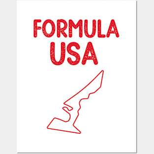 Formula USA Racing Circuit Car Map Grand Prix Race Posters and Art